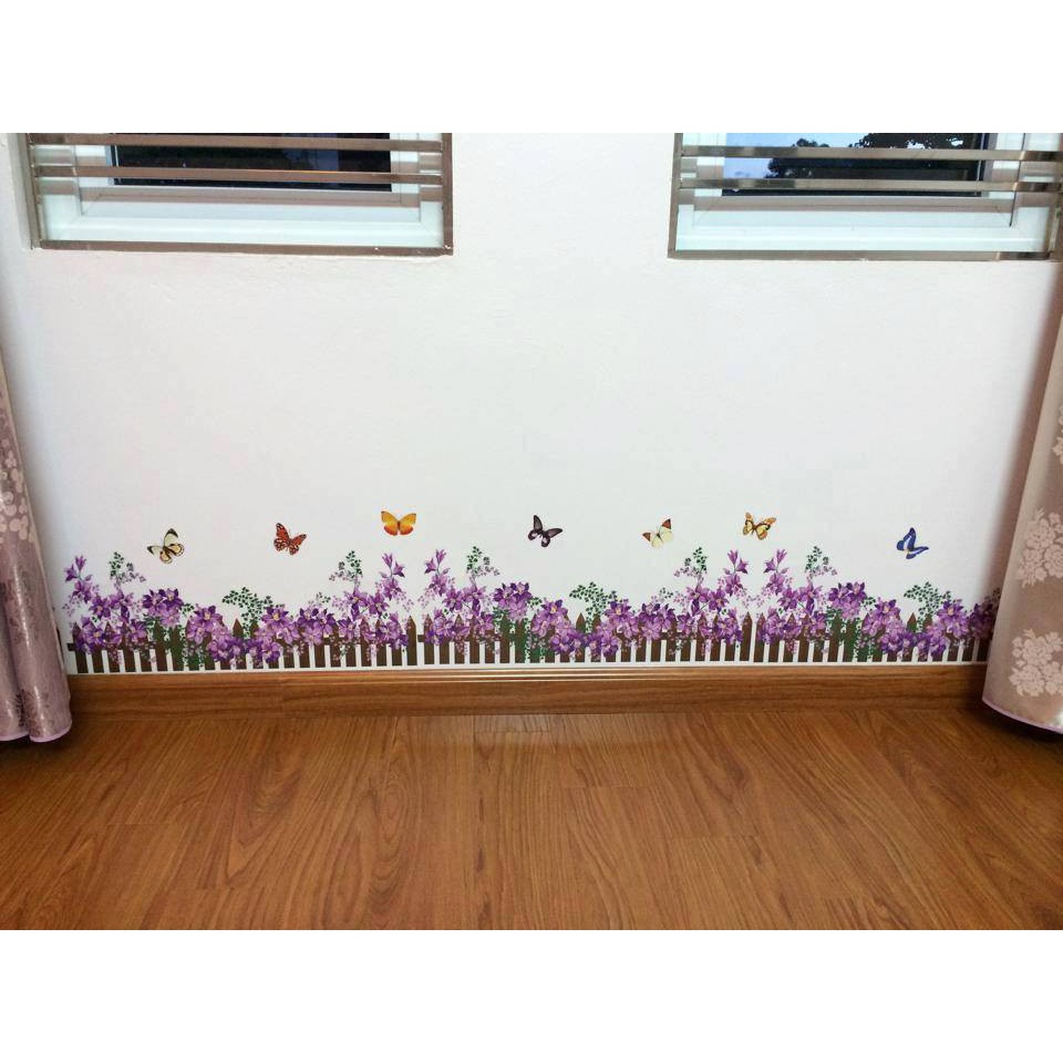 Decal dán tường Hàng rào hoa tím ( dài 2m)