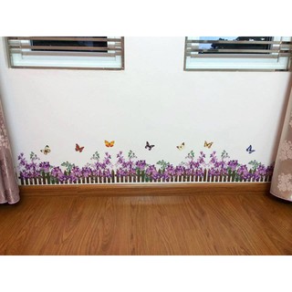 Decal dán tường Hàng rào hoa tím ( dài 2m)