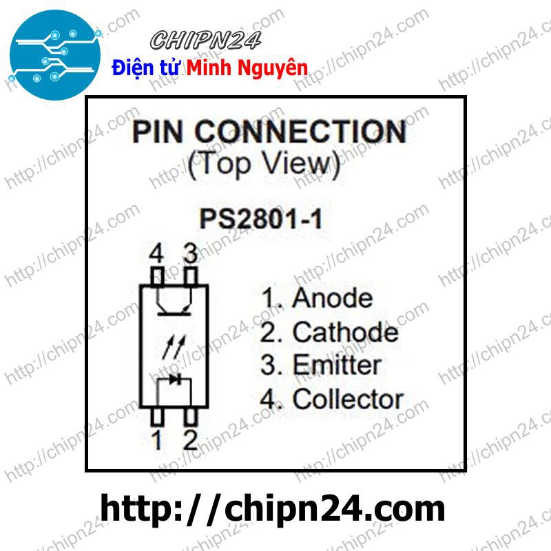 [2 CON] IC PS2801-1 SOP-4 (SMD Dán) (Transistor Output Optocouplers PS2801 2801 50mA 80V)