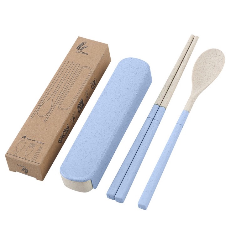 Bộ Set Đũa Thìa Lúa Mạch Gấp Gọn Cho Dân Văn Phòng, Mang Theo Đi Du Lịch - Giao Màu Ngẫu Nhiên