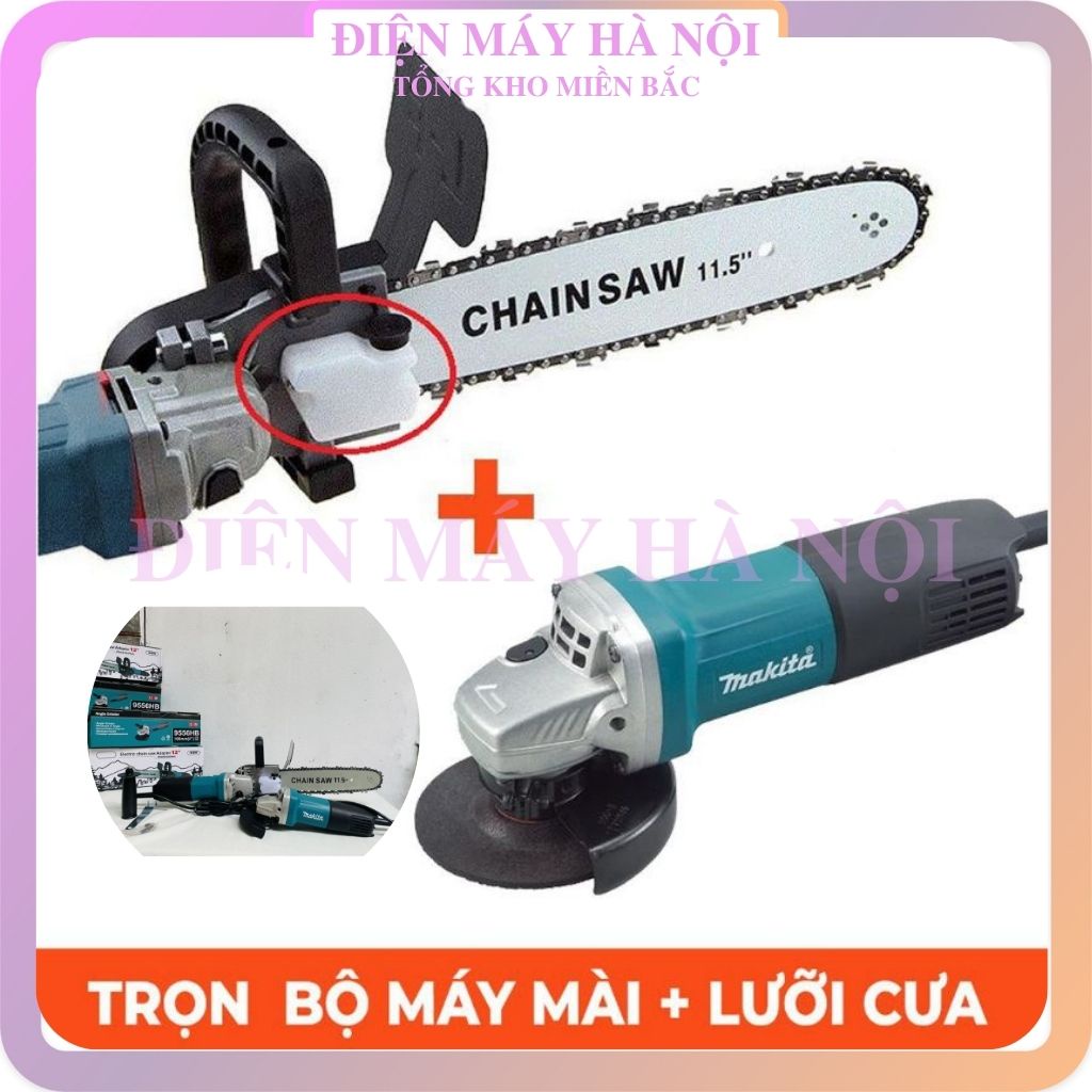 Bộ lam cưa xích cầm tay mini giá rẻ và Máy cắt gạch sắt gỗ mài góc MAKITA 9556