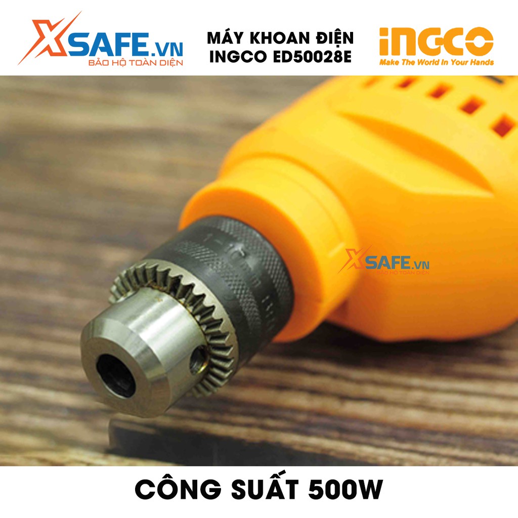 Máy khoan cầm tay 10mm INGCO ED50028E công suất 500w, tốc độ 3250rpm, khả năng khoan 1.0-10mm, có chỉnh tốc độ