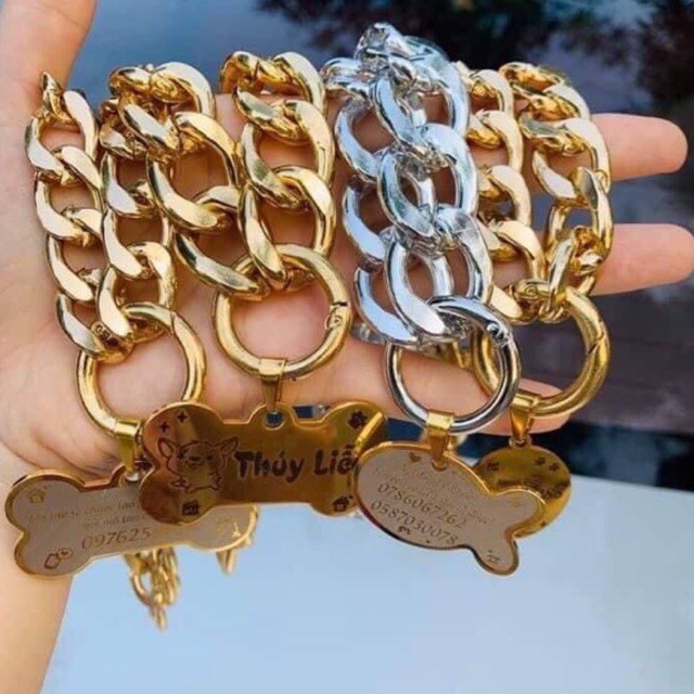 [Mã PET50 giảm 10% - tối đa 50K đơn 250K] (Combo) Thẻ Tên Chó Mèo - Bảng Tên Chó Mèo, Pettag Kèm Vòng Cổ giahuypetshop