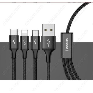 Cáp Sạc 3 Trong 1 Baseus Rapid Micro USB / Type C / Lightning
