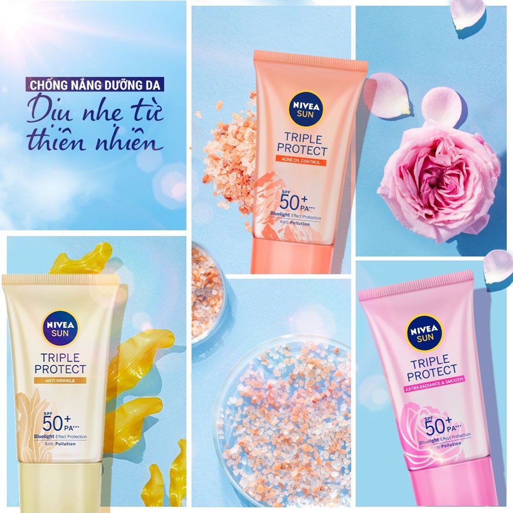 Kem Chống Nắng Nivea Triple Protect SPF50+ PA+++ 40ml