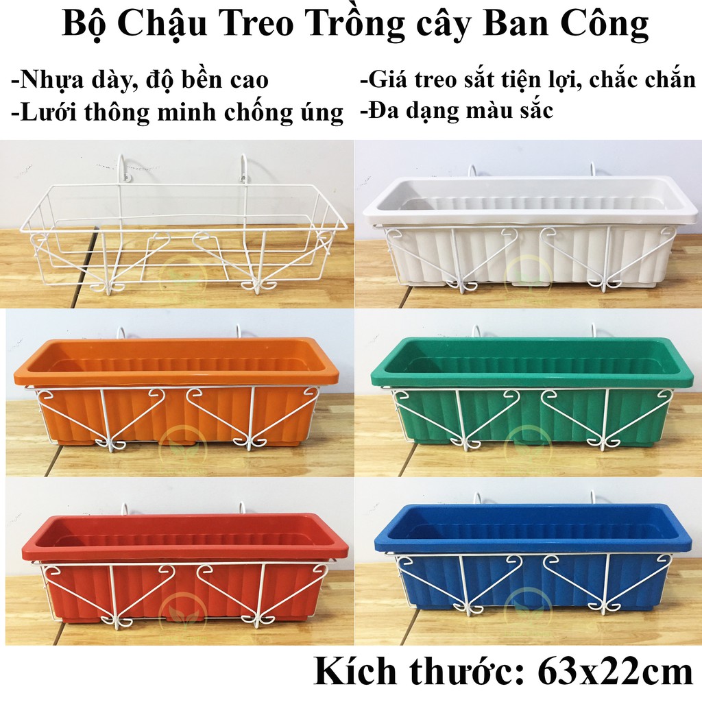 [Combo Ship Siêu Rẻ] Sỉ 10 Chậu Nhựa Treo Trồng Cây Ban Công Khay Nhựa Dài Thông Minh Chống Úng Trồng Rau Sạch Tự Dưỡng