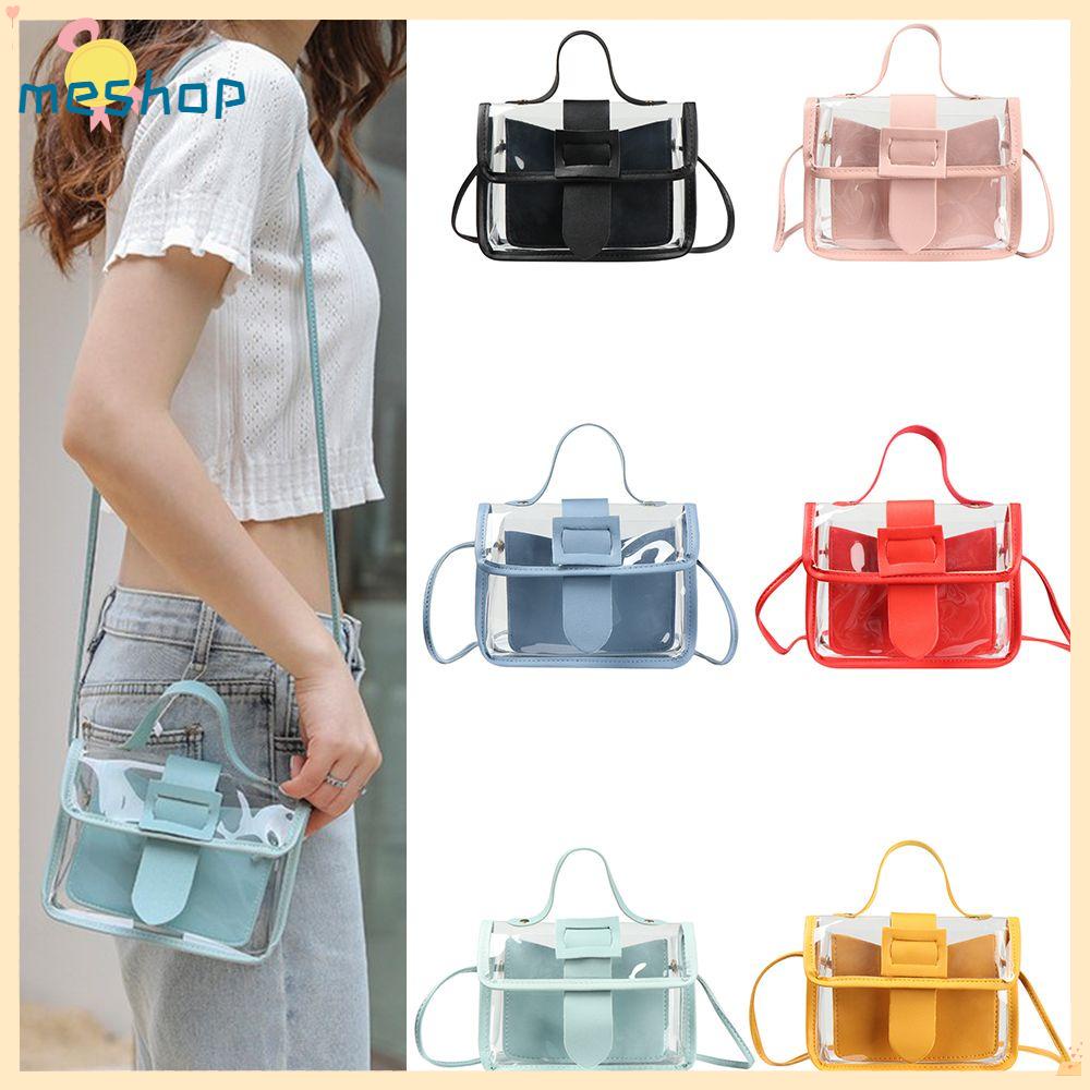 Túi Xách Đeo Vai Bằng Nhựa PVC Màu Kẹo Trong Suốt Thời Trang