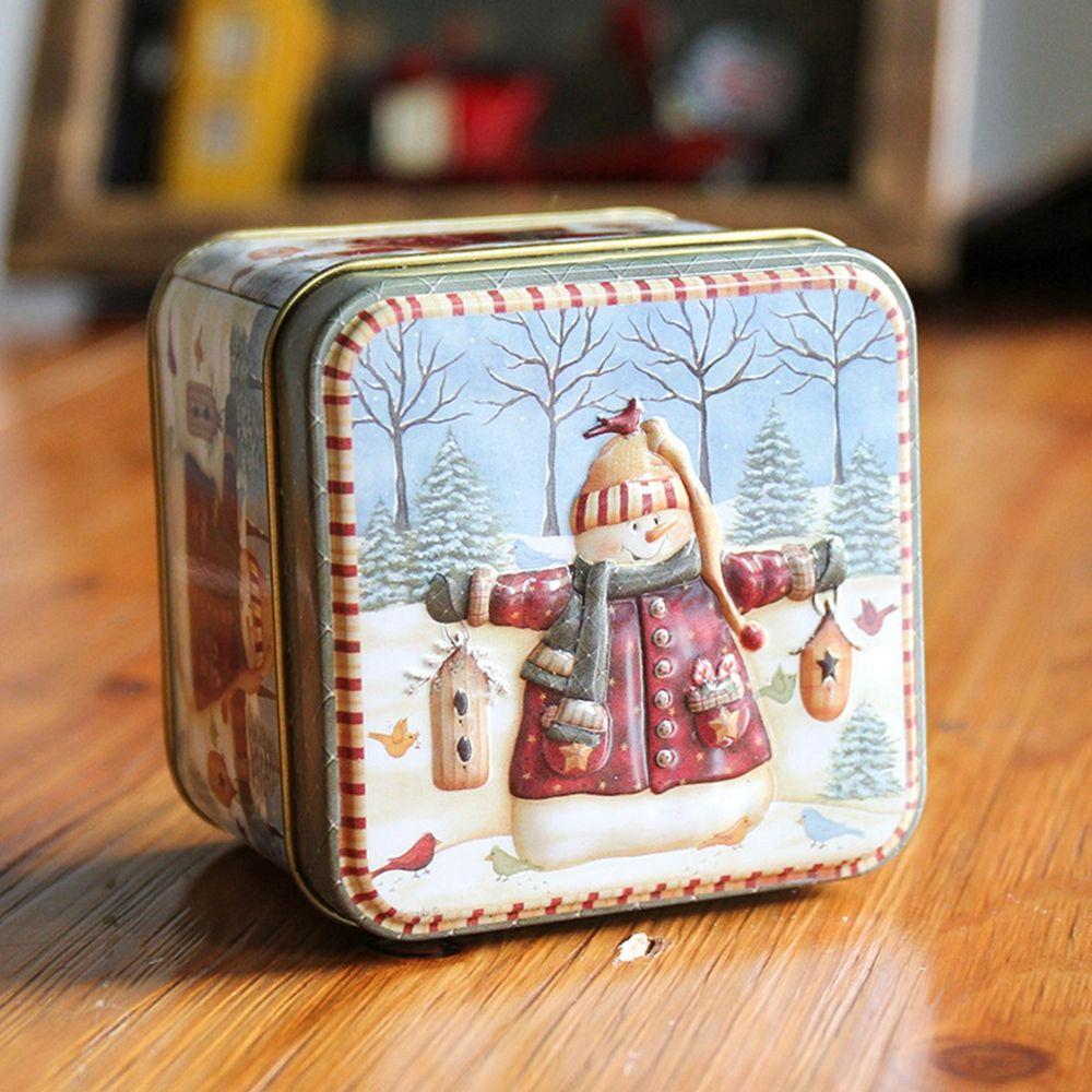 Hộp thiếc đựng bánh kẹo trang sức hình Santa Claus đáng yêu