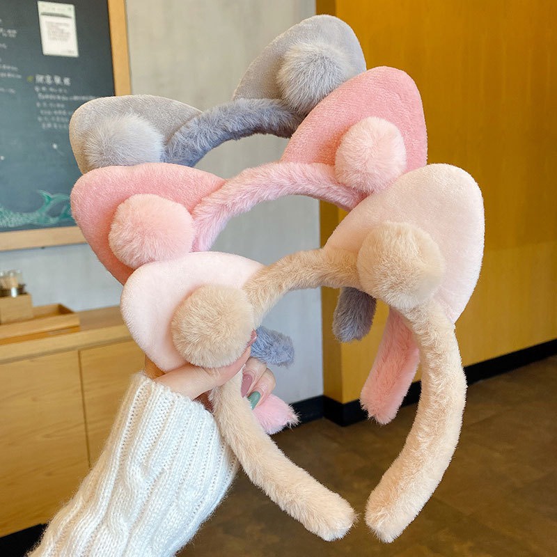 Băng đô, thun rửa mặt tai mèo thỏ gấu hươu nai Hàn Quốc dễ thương, phong cách đơn giản nhẹ nhàng tao nhã