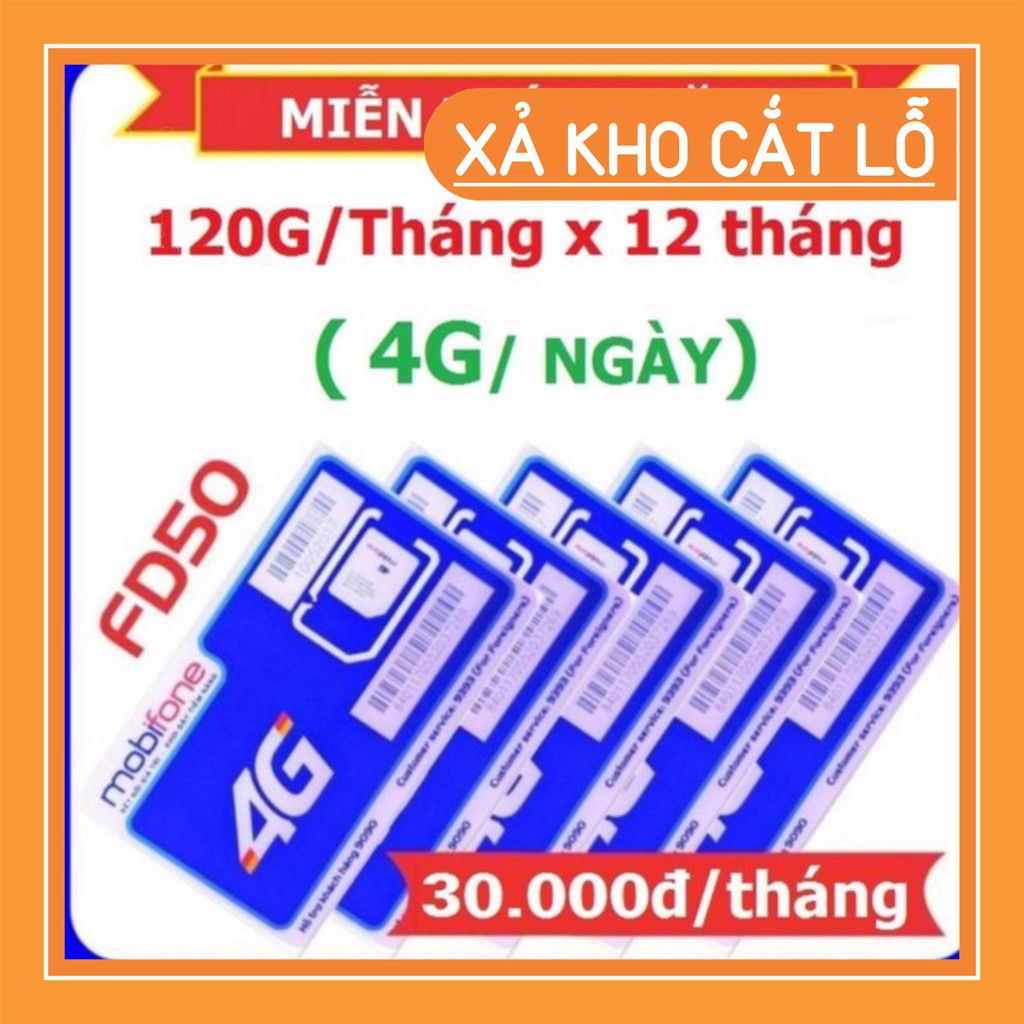 FD50 + DIP50 SIM 4G Mobifone - Không giới hạn dung lượng