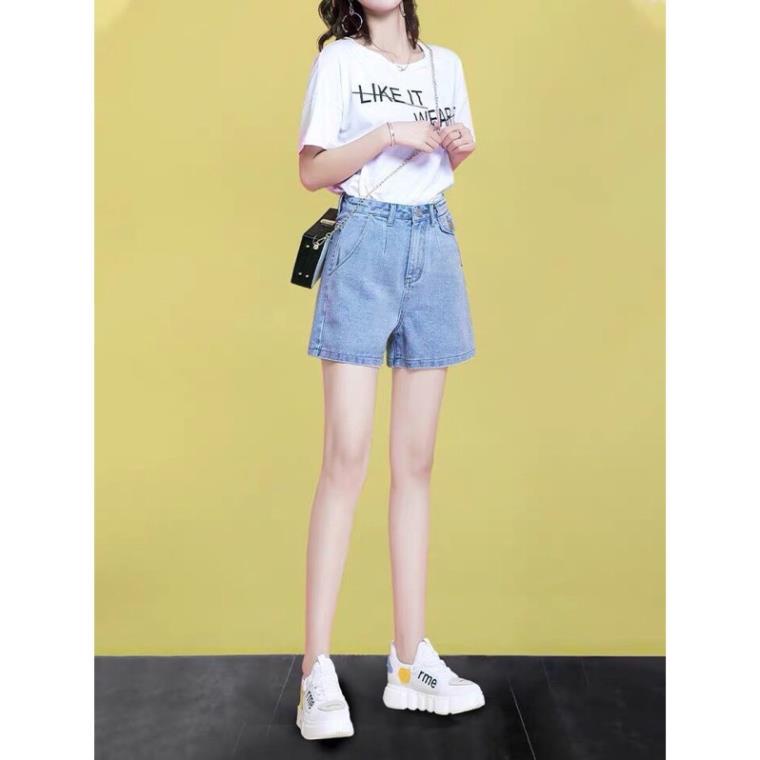 Quần sooc bò jean nữ cạp cao shorts jeans Quảng Châu phong cách Hàn Quốc sành điệu style năm 2022
