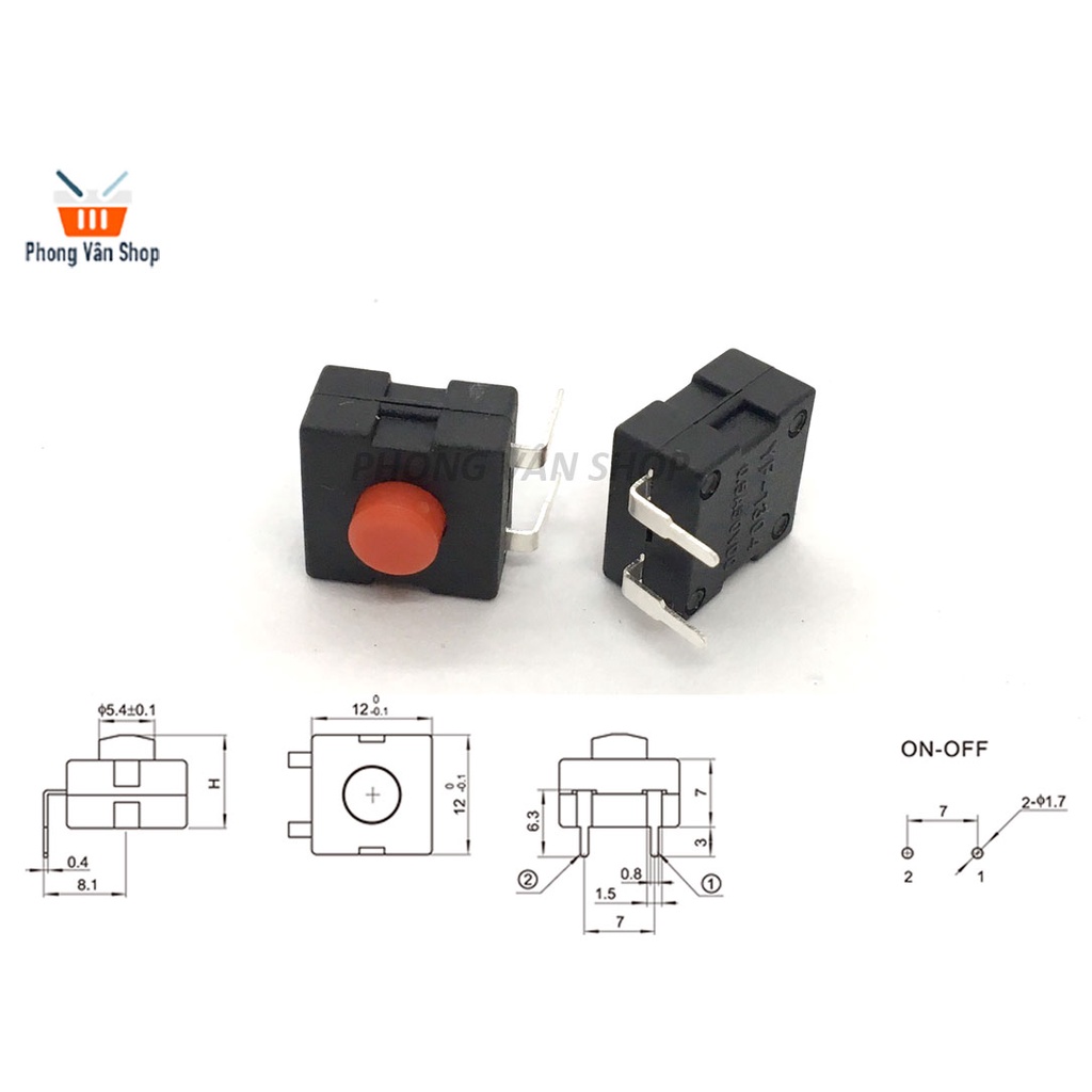 5 Công tắc đèn pin - đen - 2 chân - ON-OFF