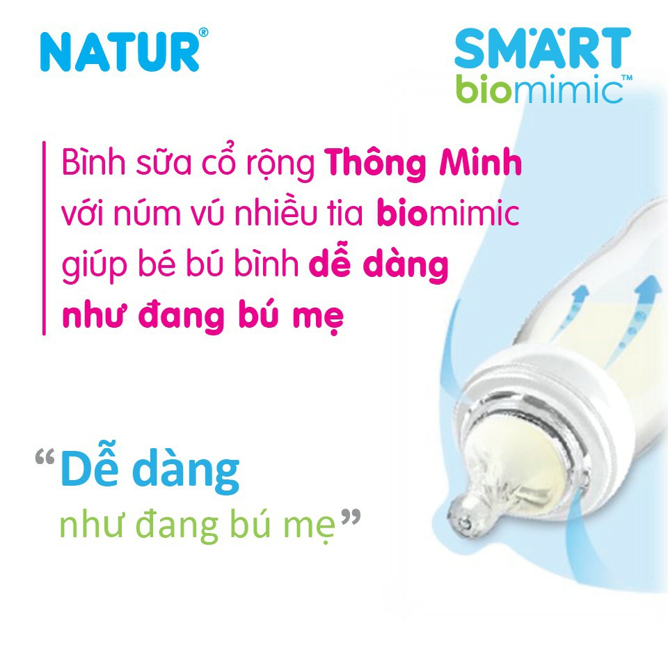 Bình sữa Natur SMART PES 240ml tặng kèm 01 gối chữ U