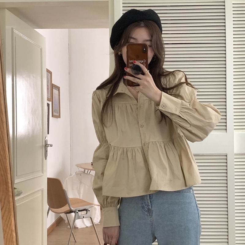 Áo Sơ Mi Tay Dài Dáng Rộng Thiết Kế Mới 2022 Phong Cách Pháp Cho Nữ