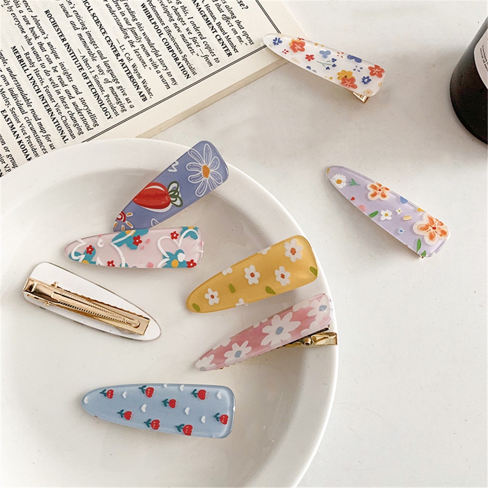 Bộ 2 Kẹp Tóc Hình Giọt Nước Họa Tiết Hoa Đáng Yêu Cho Bé Gái
