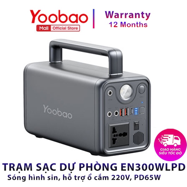 Trạm sạc dự phòng Yoobao EN300WLPD 72000mAh / 300WL / sạc nhanh PD 65W cổng điện 220V/300W tích hợp đèn Pin