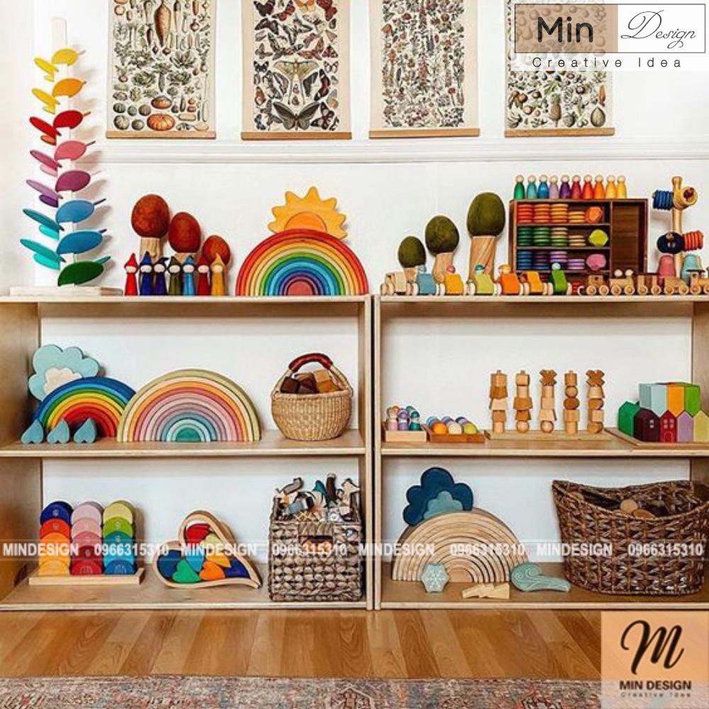 Kệ gỗ đồ chơi ,sách vở cho bé theo Montessori, kệ đa năng trang trí phòng cho bé,gỗ Thông tự nhiên nhập khẩu 100%!