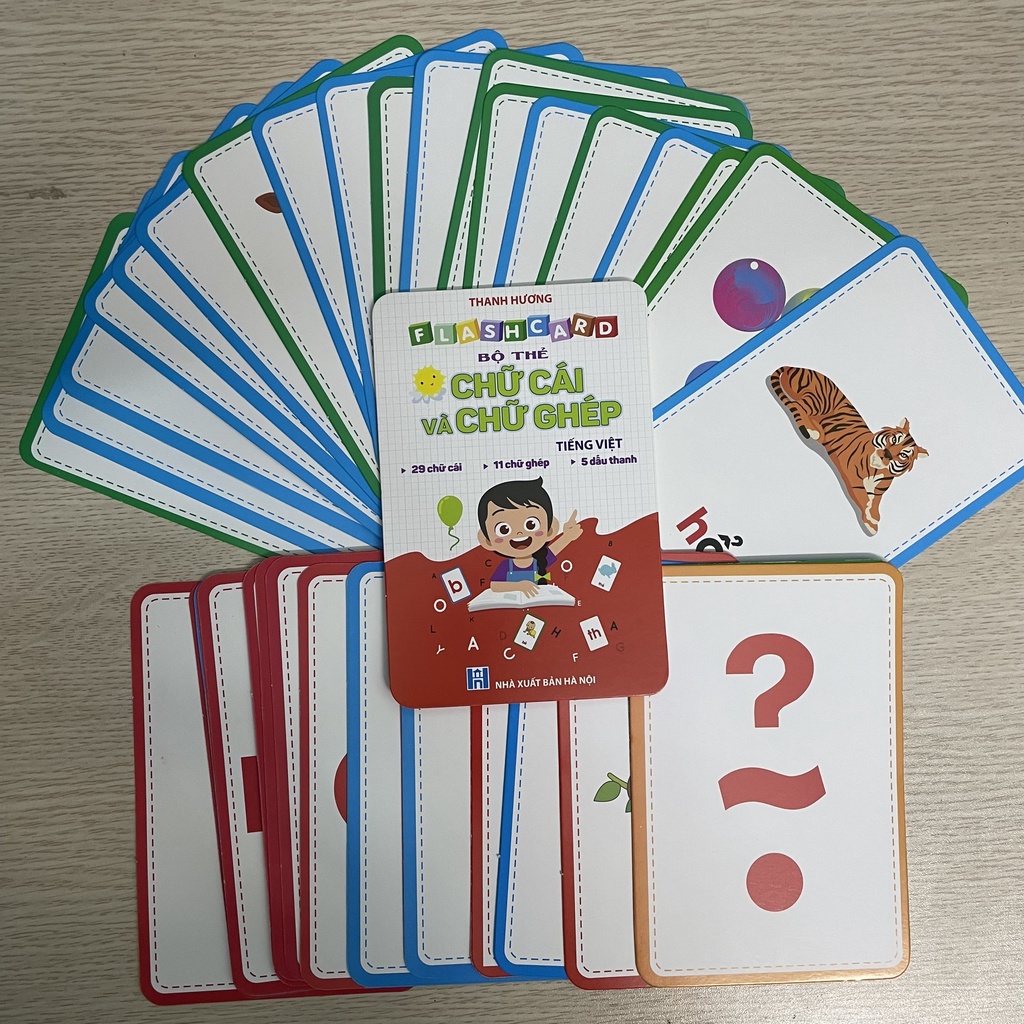 Sách - Flashcard Bộ thẻ chữ cái và chữ ghép tiếng việt - 29 chữ cái - 11 chữ ghép - 5 dấu thanh (10 x 15 cm)