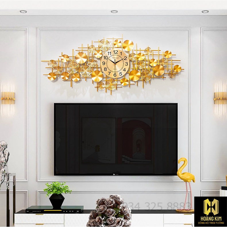 Đồng hồ treo tường Đồng hồ trang trí Decor kiểu dáng sang trọng hiện đại size 120x50cm