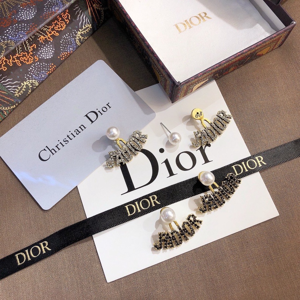 Khuyên Tai Tròn Khắc Chữ Dior Bằng Thép Titanium Thời Trang Cho Nữ