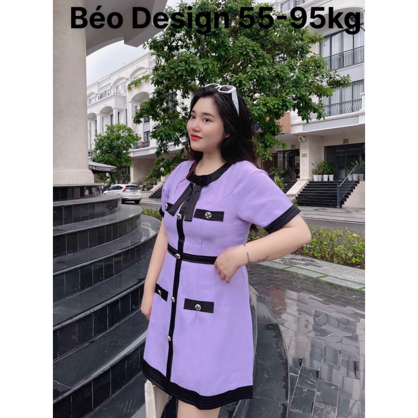 Đầm phối nơ cổ tròn BÉO DESIGN Bigsize 55kg đến 95kg