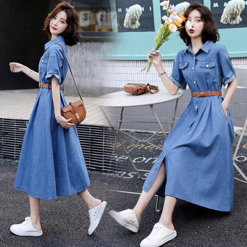 Váy Bò Nữ Cá Tính , Kèm Đai Thắt Lưng, Chất Bò Giấy Thoáng Mát Co Giãn Kandy Shop V88