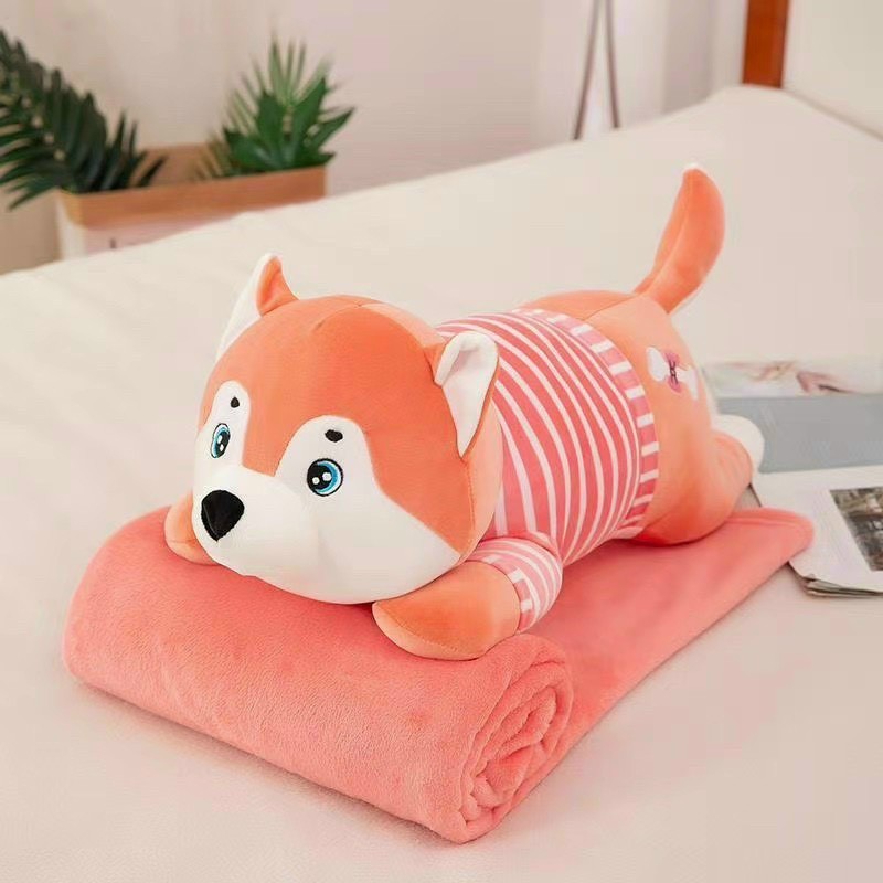 Set gấu bông có chăn 3in1 tiện dụng và xinh xắn hình chó husky