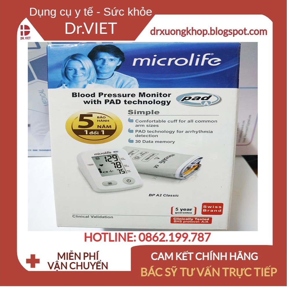 Máy Đo Huyết Áp Bắp tay Microlife A2 CLASSIC-Thiết kế nhỏ gọn,chính xác hơn với khả năng cảnh báo sớm rối loạn tim mạch