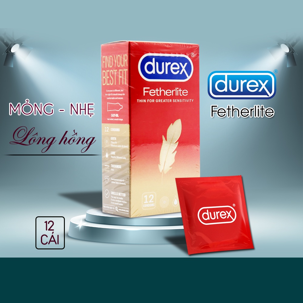 [HÀNG THÁI LAN] Bao cao su Durex Fetherlite Feel Thin hộp 12 cái - Mỏng Hơn, Khoái Cảm Hơn 💏💏💏