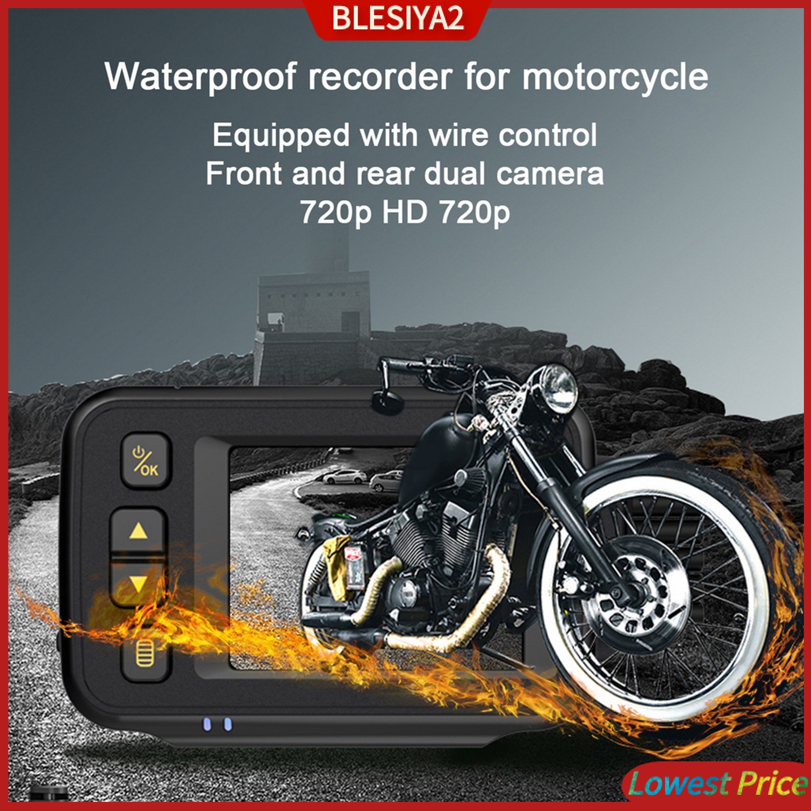 720P Motorcycle Driving Recorder DVR Camera Front+Rear Dash Cam Waterproof