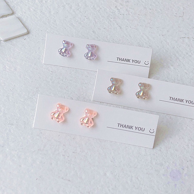 Bông tai gấu mini nhiều màu sắc thời trang phong cách Hàn Quốc cho nữ