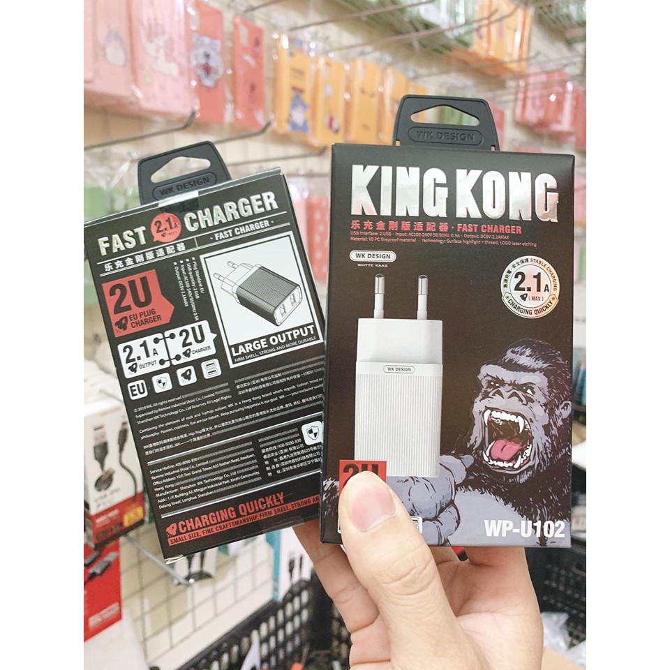 Củ sạc iphone king kong 2 cổng usb- WP U102 củ sạc nhanh IPHONE- SAM SUNG- VIVO