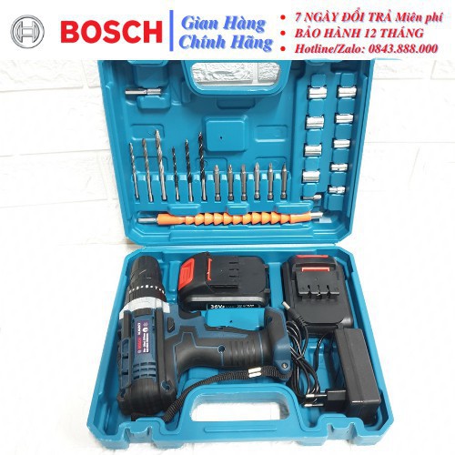 [CHÍNH HÃNG] Máy Khoan pin Bosch 36VF 3 Chức năng Có Búa Tặng Kèm Bộ Phụ Kiện 24 Chi Tiết cao cấp Cao Cấp