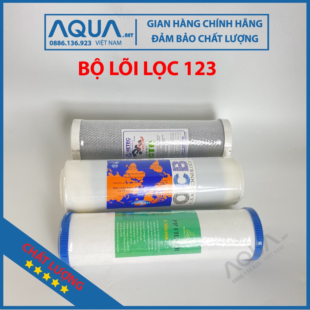 Bộ 3 lõi lọc nước 1,2,3 Chính hãng, sử dụng tất cả máy lọc nước chính hãng