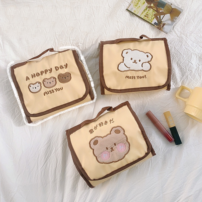 Túi Đựng Mỹ Phẩm / Đồ Vệ Sinh Cá Nhân Họa Tiết Hoạt Hình Gấp Gọn Tiện Lợi Dành Cho Đi Du Lịch