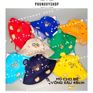 Bé <12 tháng/vđ 47cm- nón tai bèo bo nhí gấu đeo kiếng- mũ trẻ em gái trai