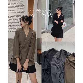 Áo sơ mi vạt chéo thắt nơ chất trượt ulzzang ( Ảnh thật )