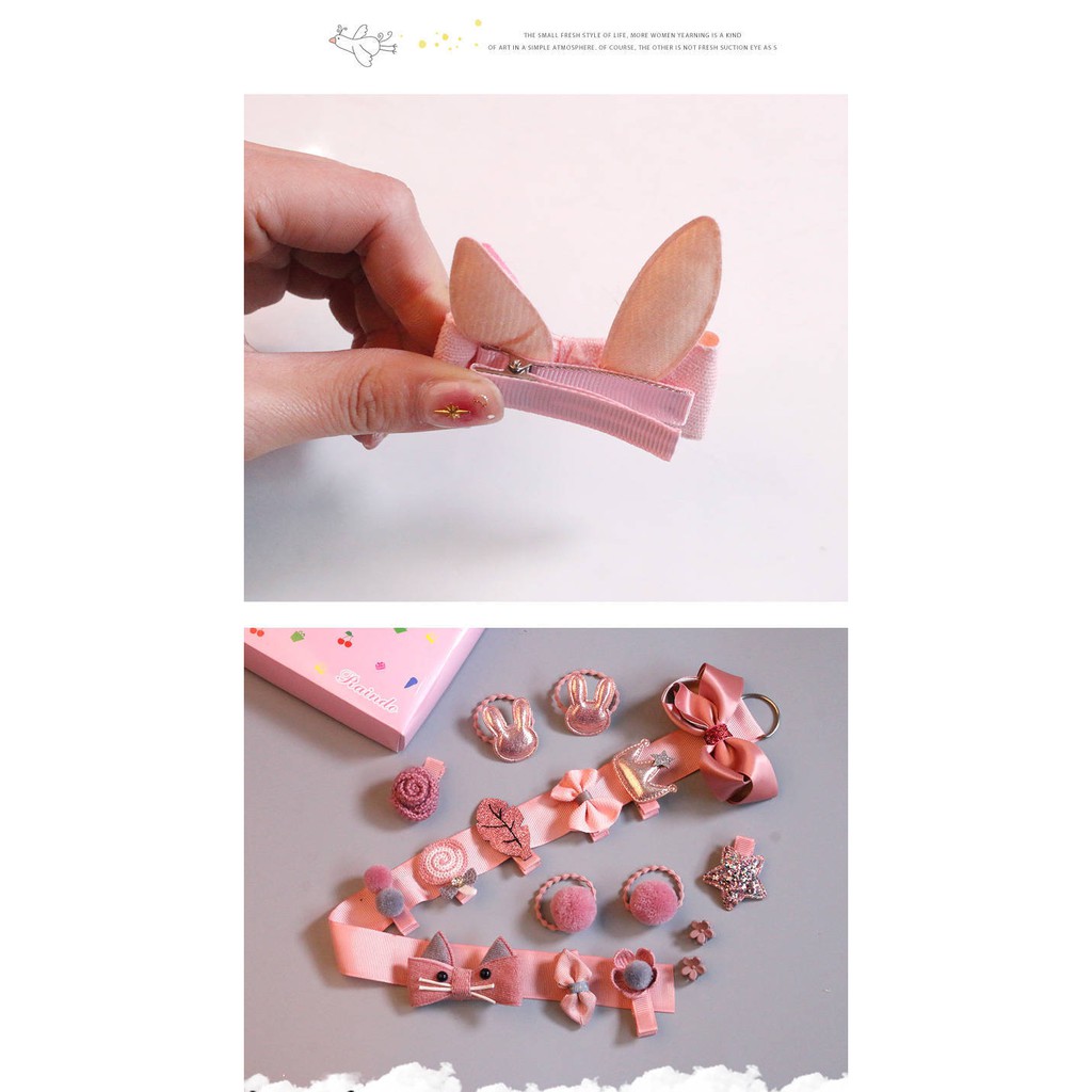 Set 18 Kẹp Tóc / Dây Buộc Tóc Mini Dễ Thương Cho Bé Gái