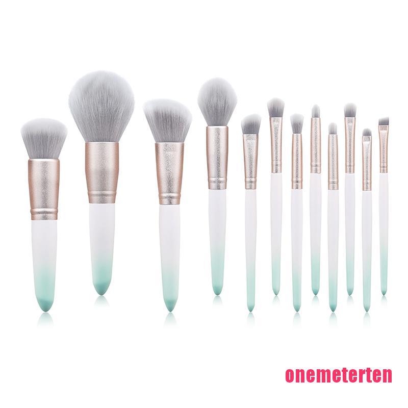 12pcs Gradient Handle Foundation Contour Eye Shadow Eyebrow Make Up Brush