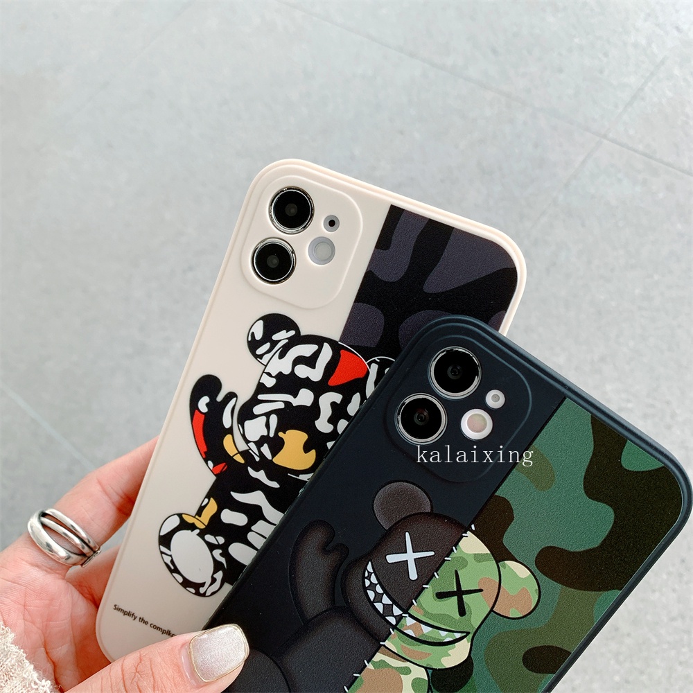 Ốp điện thoại họa tiết gấu bạo lực sọc rằn ri thích hợp cho iPhone 13 mini 13 12 11Promax Xs Max 7Plus 8Plus