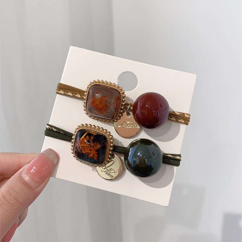 【Amy's Jewelry Box】Ins Hàn Quốc Phong cách đơn giản có tính cách nhẹ nhàng Hương thơm nhỏ Băng đô dành cho nữ Vòng đeo tóc Retro Kiểu Pháp Lưới da màu đỏ Dây buộc tóc nữ