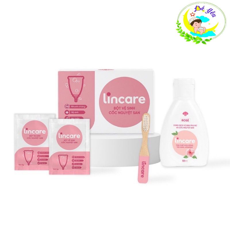 Combo 3 sản phẩm vệ sinh cốc Nguyệt san của Linhcup( chải, dung dịch, hộp bột tiệt trùng)
