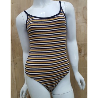Body suit hai dây phối sọc xuất khẩu