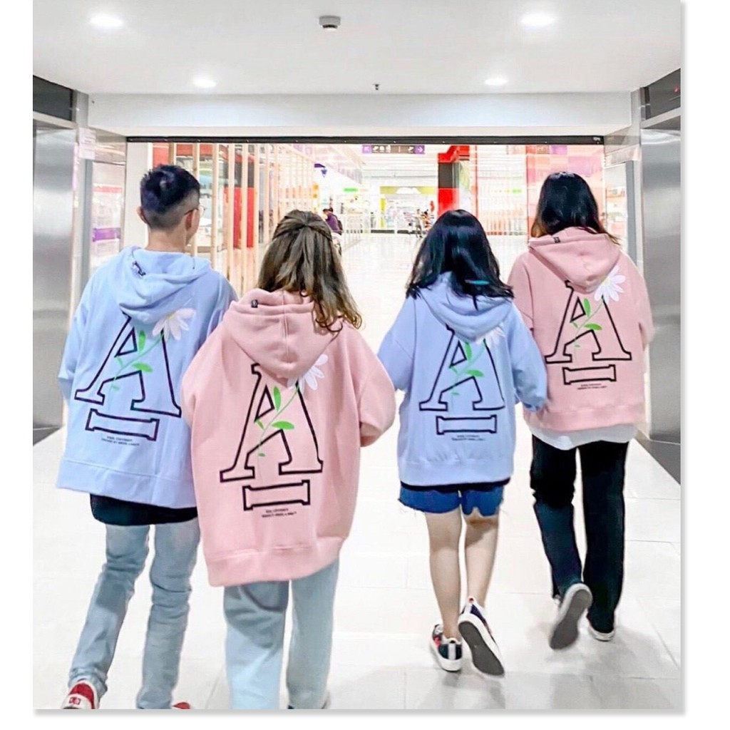 ÁO HOODIE NỮ FOM RỘNG HỌA TIẾT CHỮ A HOA CÚC SÀNH ĐIỆU MỚI