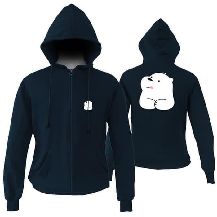 Áo Khoác Hoodie Lửng Khóa Kéo Phía Trước Và Sau Lưng Gấu Dễ Thương