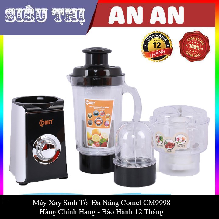 Máy xay sinh tố COMET CM9998 xay ép đa năng 3 cối kháng vỡ công suất 220w bảo hành 12 tháng