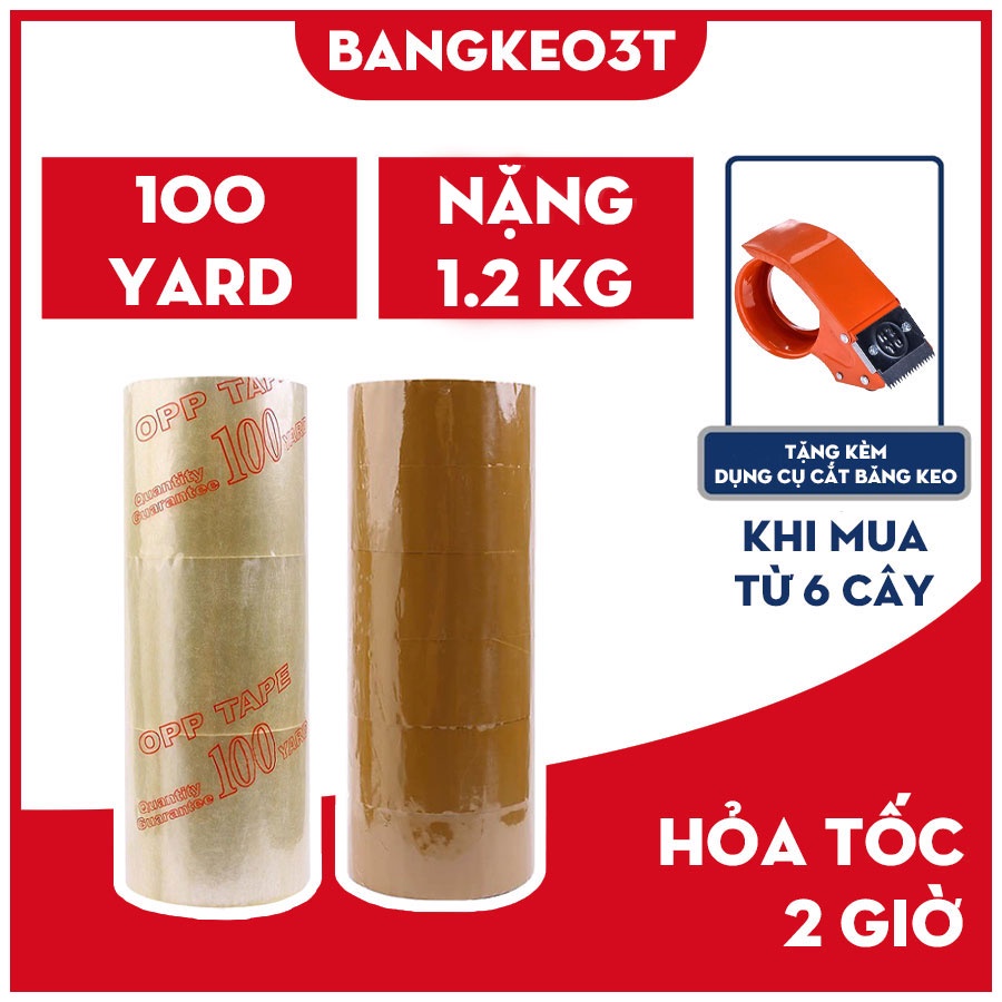 Băng Keo Trong, BK Đục 100 Yard 1.2Kg Đóng Gói Dán Hàng