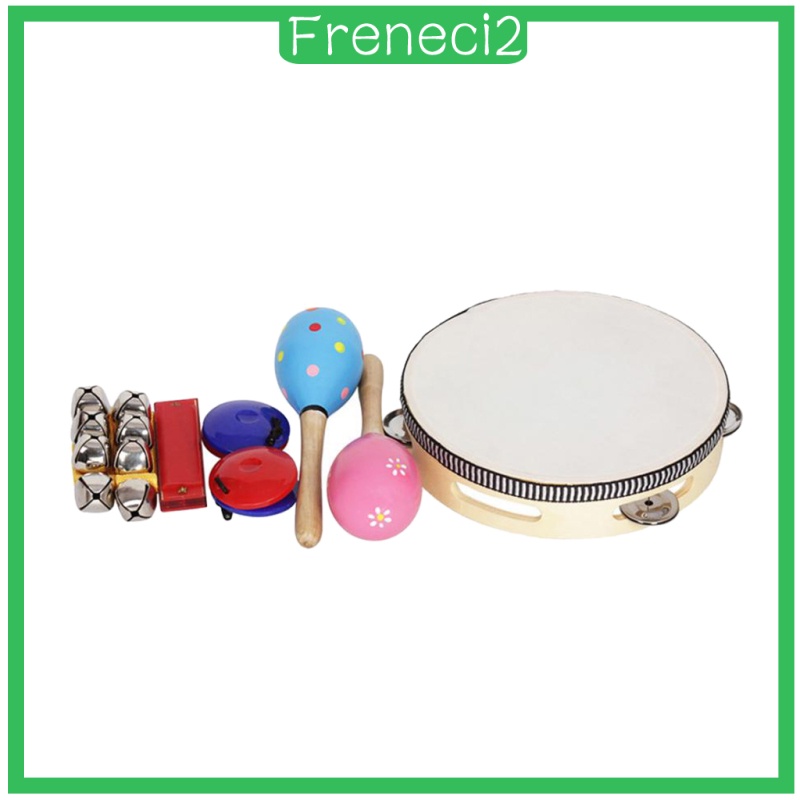 [FRENECI2] Tambourine Maraca Handbell Castanet Harmonica Hand Percussion Rattle Toys