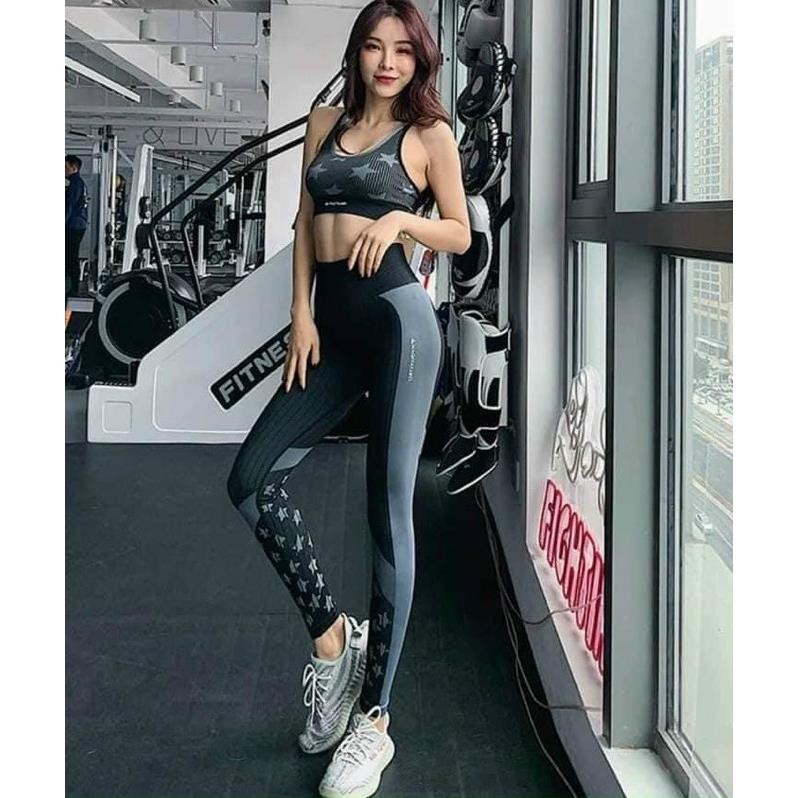 Đồ tập gym nữ , bộ tập gym và yoga thun dệt kim ngôi sao sẵn mút Sexy