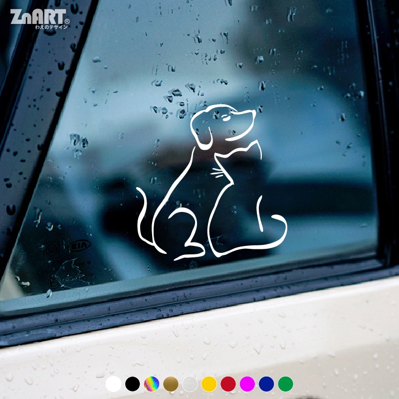 Decal Vinyl Hình Chó/Mèo Dễ Thương Dán Cửa Sổ Xe Hơi